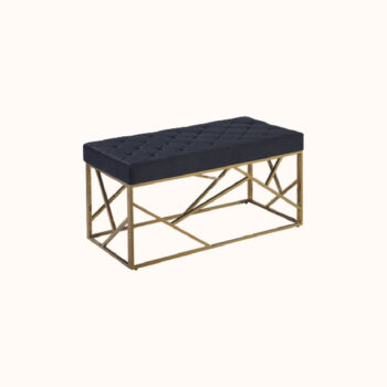 Gold stainless steel bench with black velvet seat