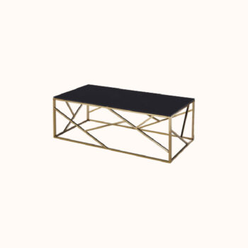 Gold stainless steel coffee table with black glass