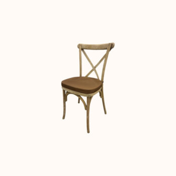 Crossback wooden chair with pillow